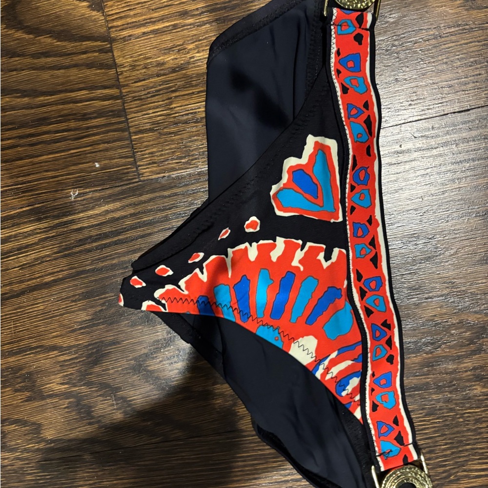 Trina Turk Black Bikini set with Red & Blue Print